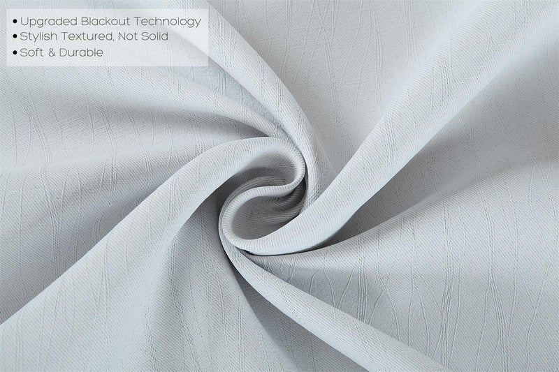 MIUCO Blackout Curtains Room Darkening Curtains Textured Grommet Window Curtains for Living Room 2 Panels 52x84 Inch Long Greyish White - Image 3